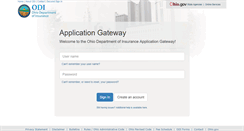 Desktop Screenshot of gateway.insurance.ohio.gov